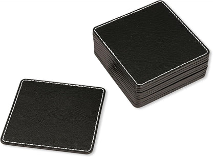 FIS Conference Room Executive Desk Set, German Bonded Leather Materials, Set of 12 Pieces Each Desk Blotter, Coaster, Pen Stand Holder with Pen, Black Color Pack in Organizer Case-FSDSCONFRSETBK