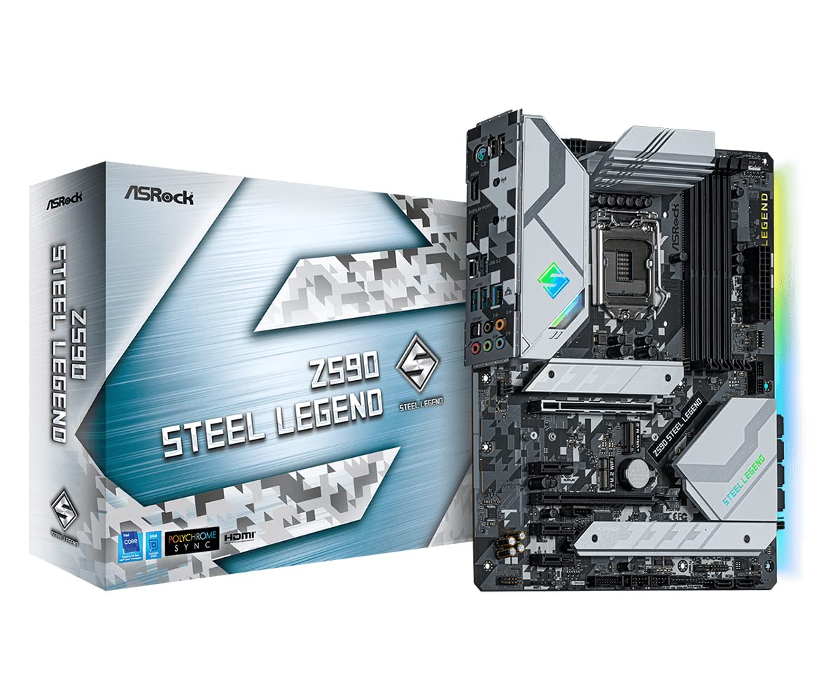 Asrock Z590 Steel Legend Intel Lga 1200 Socket Atx Motherboard - CaveHubs