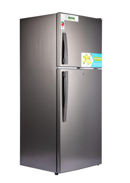 AKAI 335Liters Double Door Top Mount Free Standing Total No Frost Refrigerator Titanium Finish R600a Refrigerant 4 Stars ESMA Ratings One Year Warranty New Edition RFMA-S335WTA