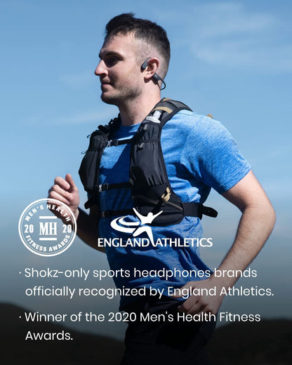 SHOKZ OpenRun Wireless Bone Conduction Headphones, Open-Ear Bluetooth Earphones with Mic, Waterproof Sports Headset with 8H Playtime for Running Workout(Blue Eclipse)