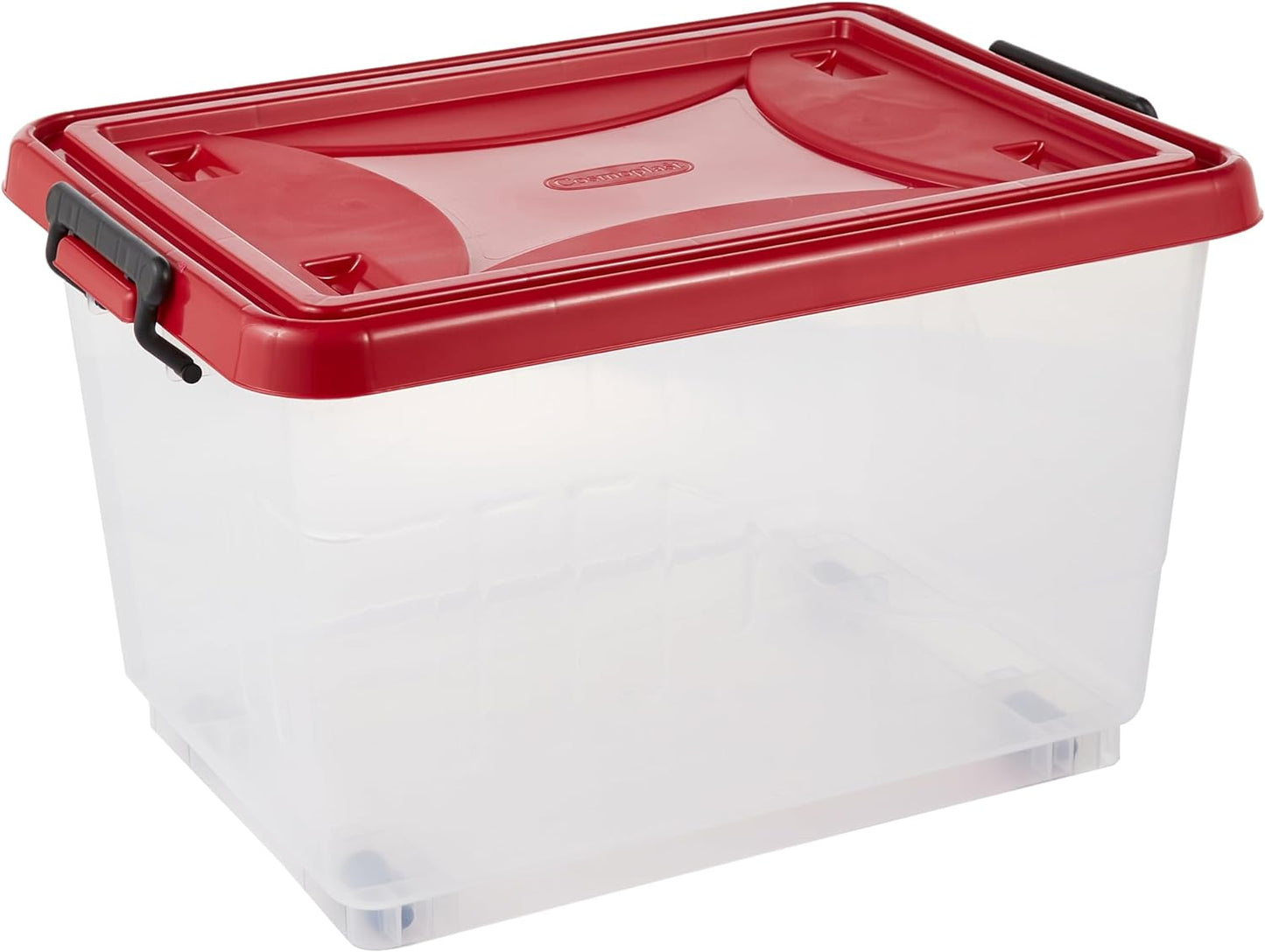 Cosmoplast 55L Clear Plastic Storage Box with Wheels & Lockable Lid Set of 6