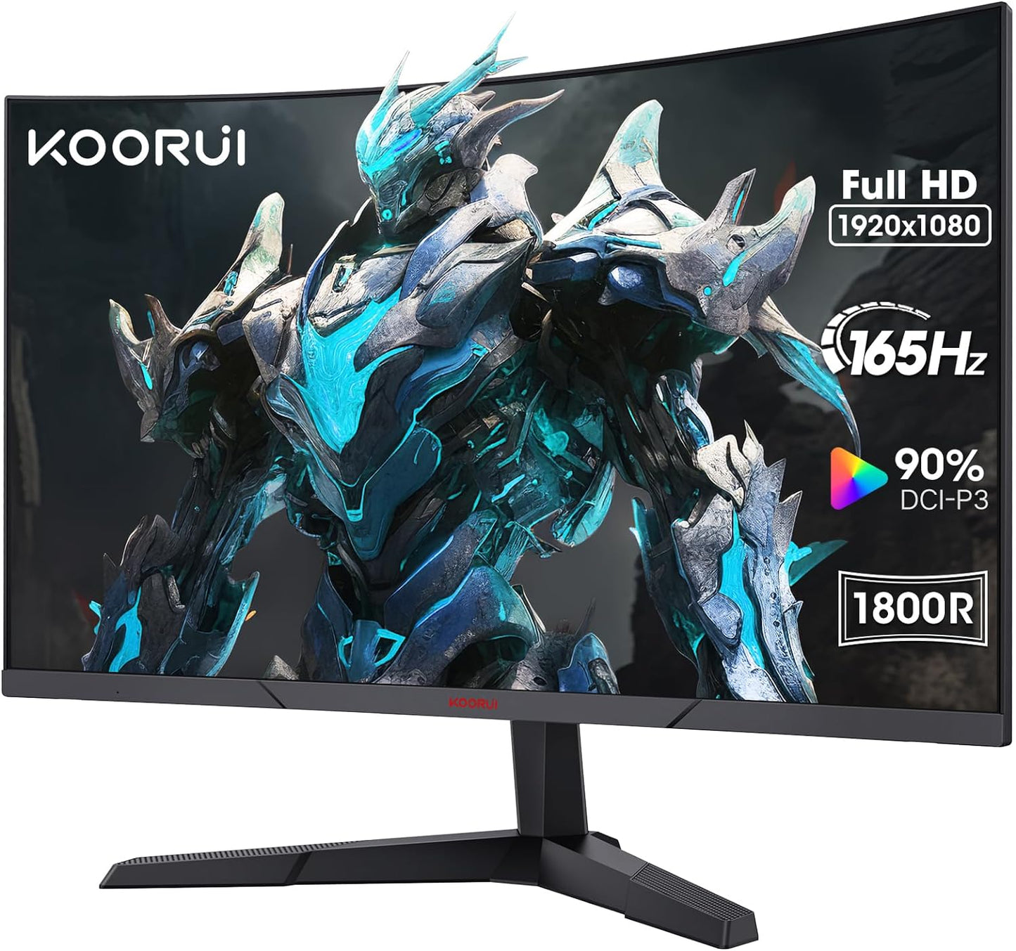 KOORUI 24-Inch Curved Computer Monitor- Full HD 1080P 60Hz Gaming Monitor 1800R LED Monitor HDMI VGA, Tilt Adjustment, Eye Care, Black 24N5C