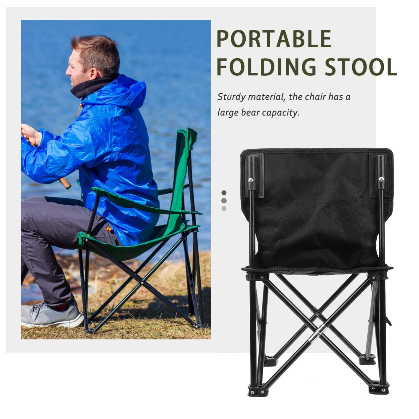 Folding Camping Chair with Carry Storage Bag，Portable Lightweight Foldable Beach Chair Backpacking Chair for Fishing, BBQ, Beach, Travel, Picnic,Hiking，Thicken 600D Oxford，Hold Up to 200lbs (Black)