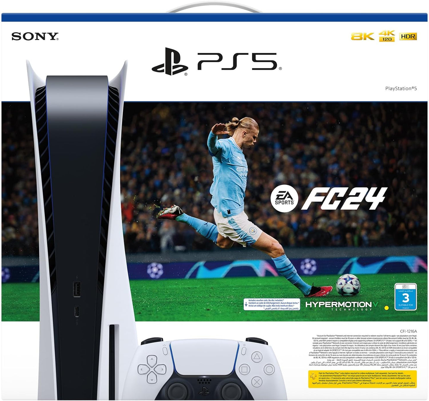 PlayStation 5 Disc Console with FC24 Voucher - UAE Version, 1 Year Manufacturer Warranty