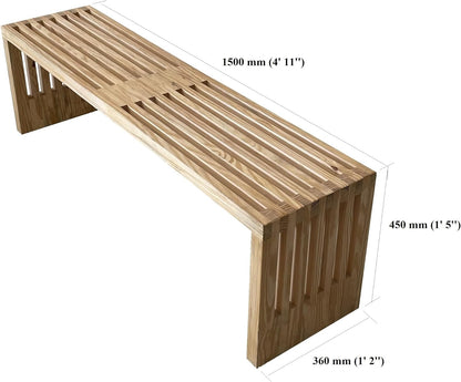 Shadow Bamboo Dining Bench, White Wood Bench, Indoor and Outdoor storage bench, Kitchen, Living room, Garden Furniture