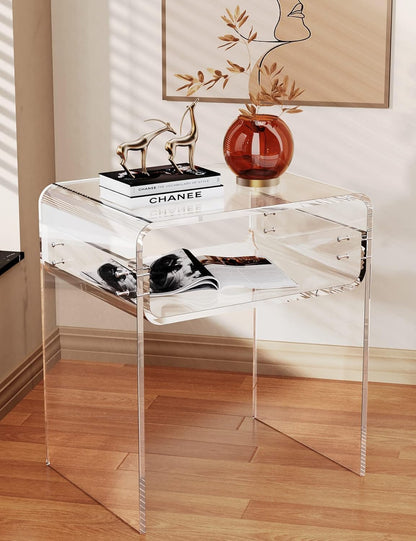 solaround Acrylic Side Table, Nightstand U-Shaped Bedside Table for Bedroom Living Room, 30 * 40 * 50cm, Clear