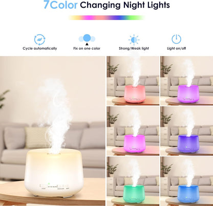 Tiokkss Humidifier Oil Fragrance Diffuser Bluetooth Speaker 5.0, 500ML Aromatherapy Diffusers for Aroma Essential Oils Large Room Bedroom Office Home 14 Colors Night Light with Remote, 4 Timers