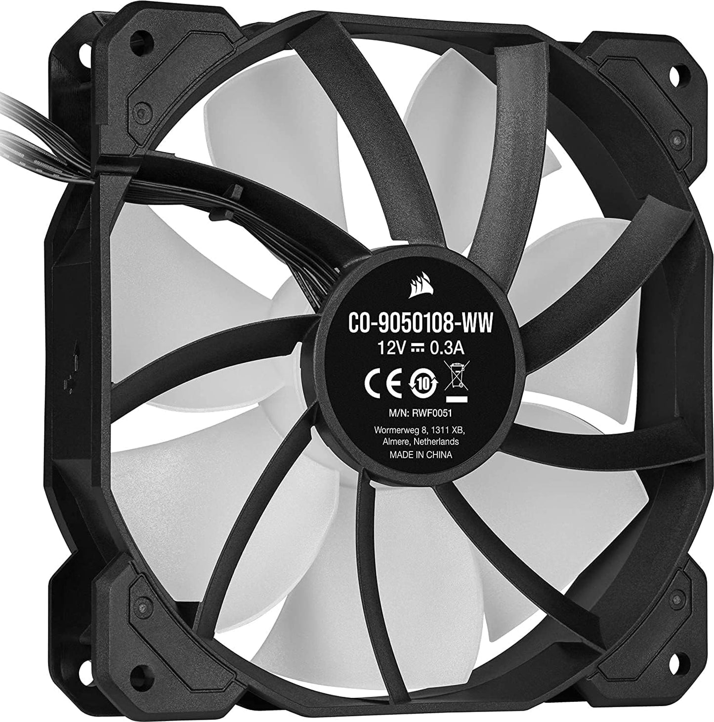 Corsair SP Series, SP120 RGB ELITE, 120mm RGB LED Fan with AirGuide, Single Pack, BLACK