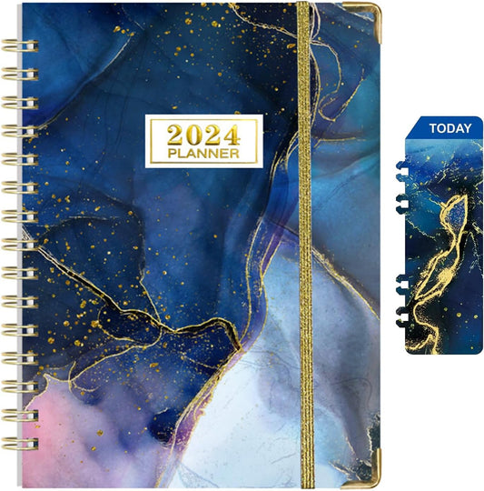 KSNOW 2024 Weekly and Monthly Planner, Runs from January 2024 to December 2024, Life Planner to Hit Your Goals & Live Happier, 12 Months Yearly Agenda Productivity for Women & Men, A5 (Blue)