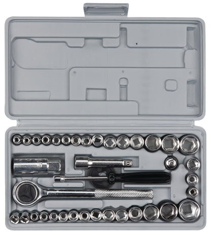 PERFORMANCE TOOL W1198 SAE/Metric 100-Piece Socket (1/4", 3/8" & 1/2" Drive) and Bit Set,Gray, 100pc & Set