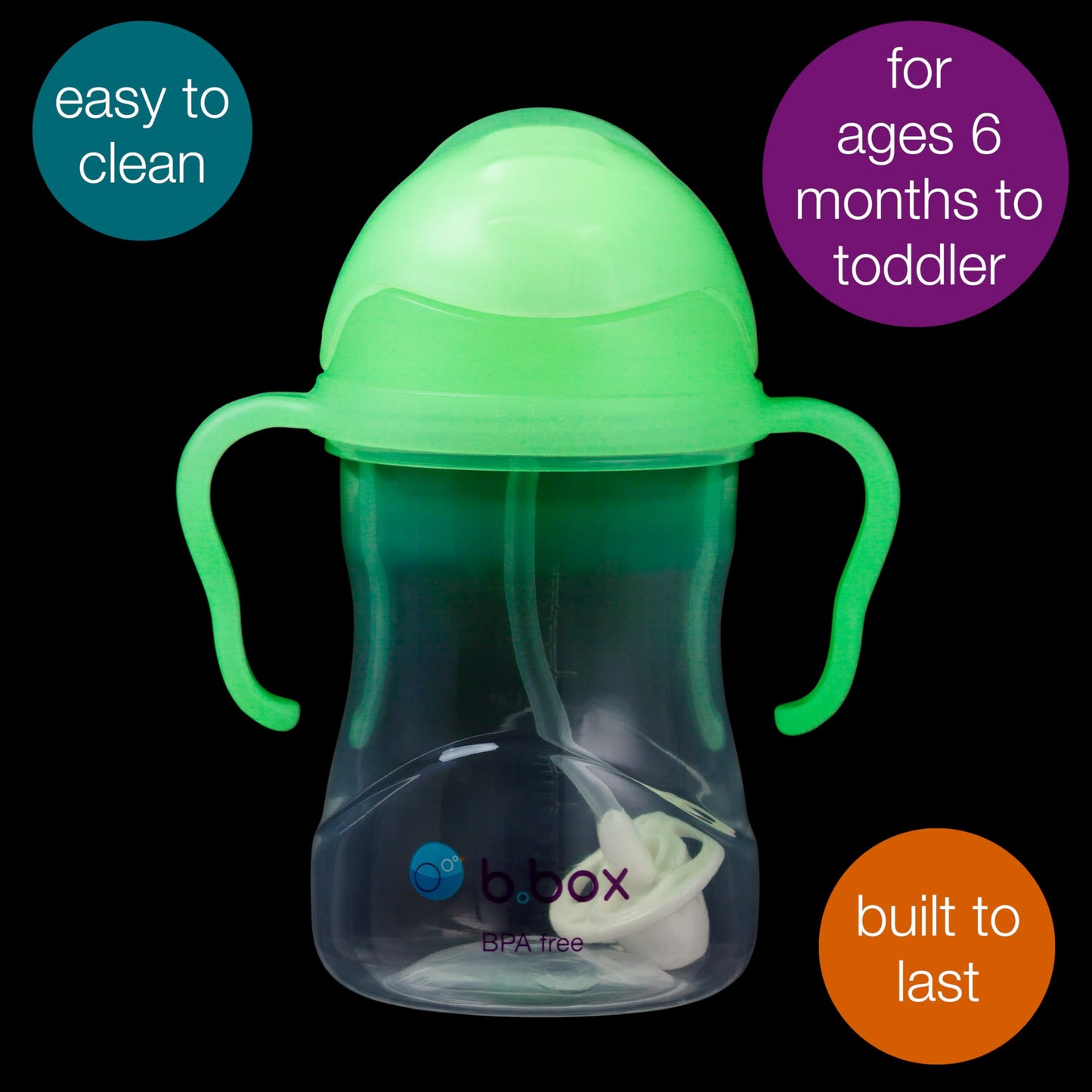 b.box Sippy Cup with Fliptop Weighted Straw, Drink from Any Angle | Spill Proof, Leak Proof & Easy Grip | BPA Free & Dishwasher Safe | Babies & Toddlers (Cherry Blossom 240ml)