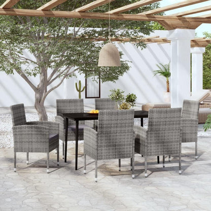 vidaXL Garden Dining Set 7 Piece, Table and Armchairs with Cushions, Outdoor Dining Set for Patio Terrace, Lounge Set for 6, Anthracite