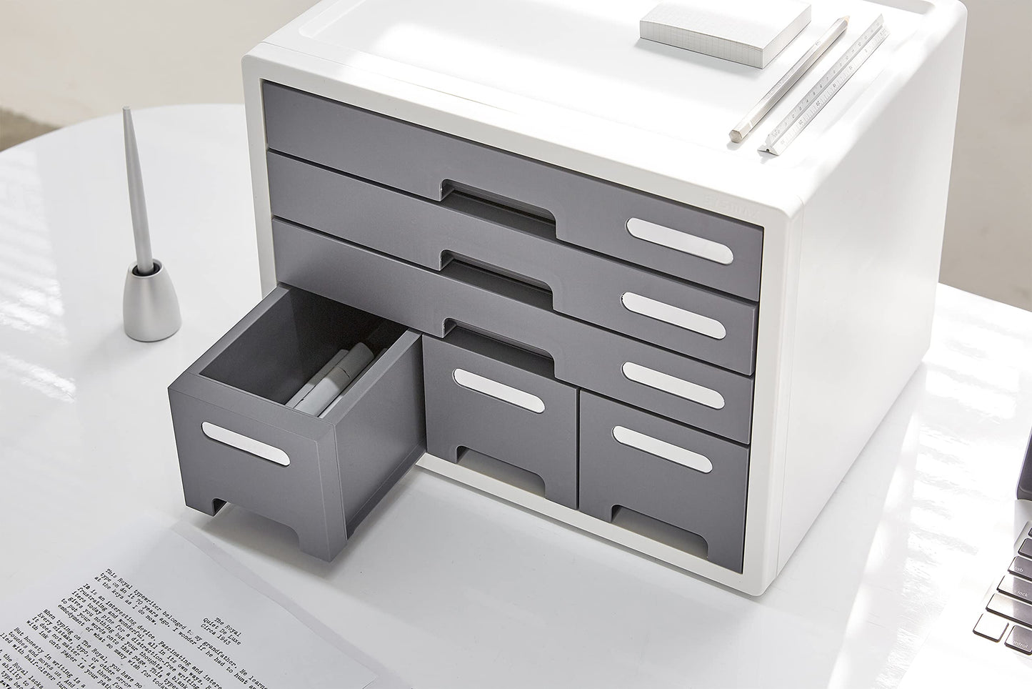 Litem Combo File Cabinet | 6 Drawers with Lable Index | Grey | Desk Organizer Storage Drawers for Office, Home, School Supplies