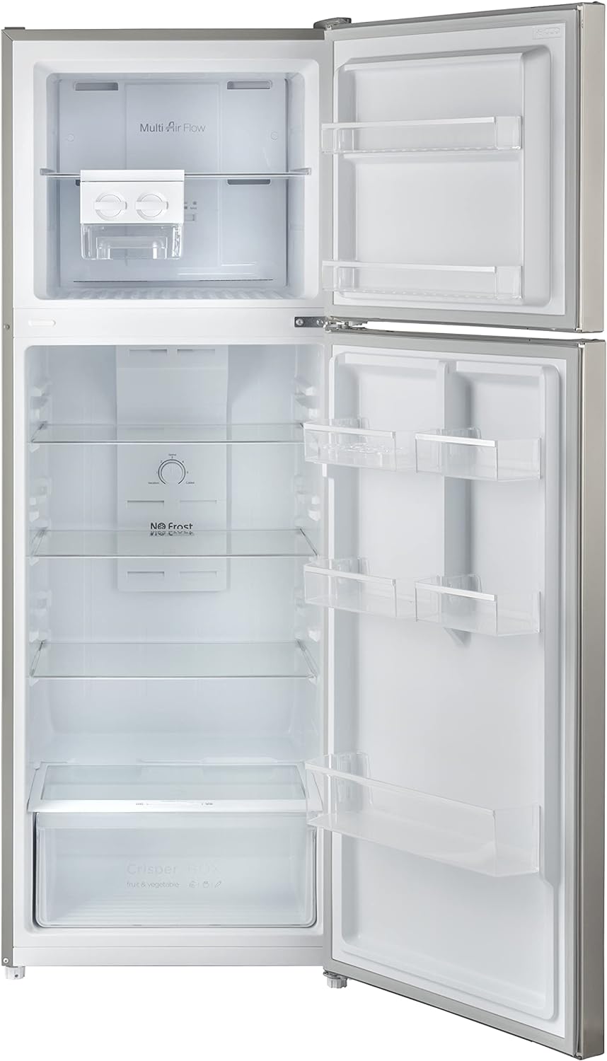 Geepas GRF4120SSXN 410L Double Door Refrigerator - Double Temperature Setting Feature, Quick Cooling & Long-lasting Freshness, Low Noise, Low Energy Consumption, Defrost Refrigerator | 1 Year Warranty