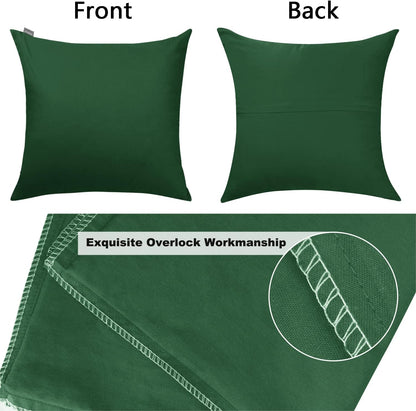 4-Pack 100% Cotton Comfortable Solid Decorative Throw Pillow Case Square Cushion Cover Pillowcase Sublimation Blank Pillow Covers(Cover Only,No Insert)(20x20inch/50x50cm, Christmas Green)