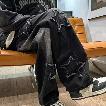 FantasyGears Y2k Jeans Men Grunge Hip Hop Baggy Pants Straight Leg Graphic Denim Joggers Loose Goth Trousers Streetwear