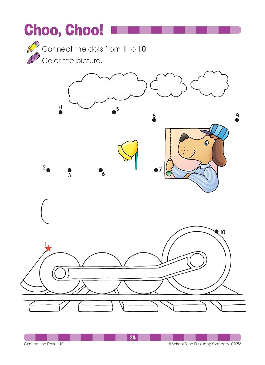 School Zone - Connect the Dots Workbook - Ages 3 to 5, Preschool to Kindergarten, Dot-to-Dots, Counting, Number Puzzles, Numbers 1-10, Coloring, and More (School Zone Get Ready!™ Book Series)