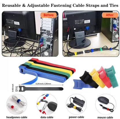 235Pcs Cable Management Kit, 2 Cable Sleeve Large, 2 Silicone Cable Holder, 36 Cable Organizer Straps, 10+5 Cord Clips, 180 Wire Organiser Cable Ties for Under Desk Home Office TV Computer Cables