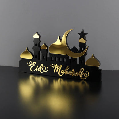 E World | Wooden Acrylic Islamic Tabletop Decors | Ramadan Kareem and Eid Mubarak Decoration | Islamic Muslim Gifts | Ramadan Eid Decoration | (Ramadan Kareem-1, Gold)