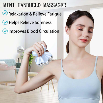 Mini Handheld Massager - Portable Cordless Electric Vibrating Massager, USB Rechargeable Handheld Massager Wand, 6 Massage Heads, for Shoulders Legs - Muscle Relief & Relaxation (Blue)