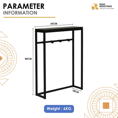 RIGID Console Table | Corner End Table with Stainless Steel Frame and Glass Top for Living Room, Office