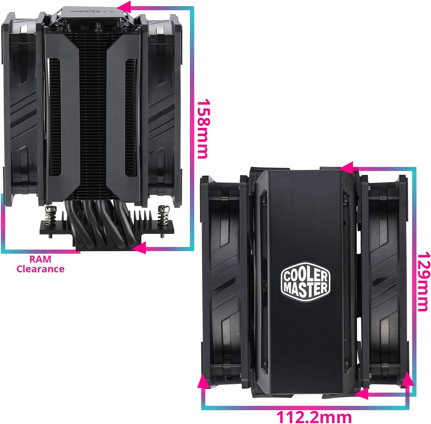 Cooler Master Masterair Ma620M Dual Tower ArGB High Performance Cpu Air Cooler, Sf120R Fan, Hexagon Strip ArGB Lighting, 6 Heat Pipes, Copper Plated Base For Amd Ryzen/Intel Lga1151