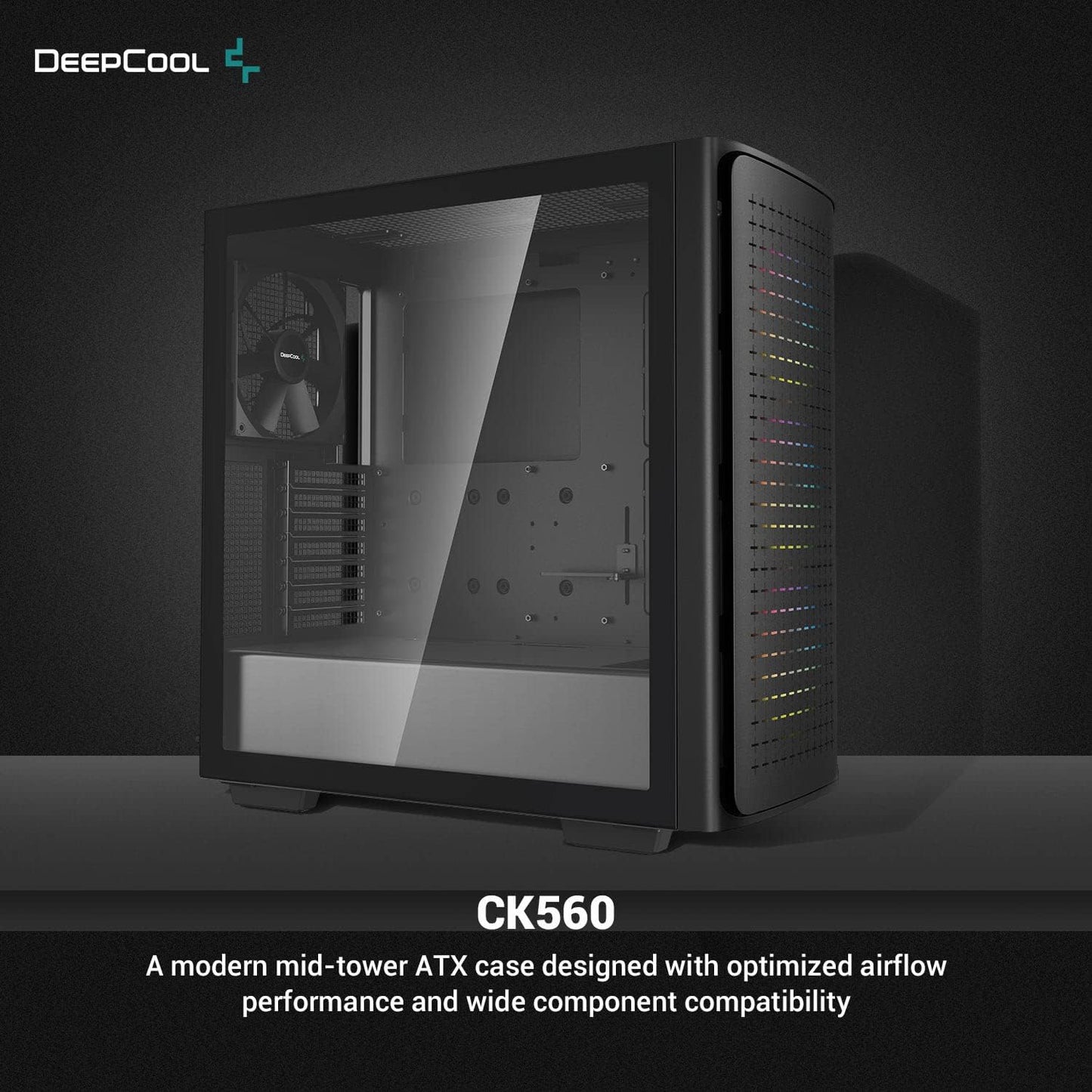 Deepcool MID TOWER CASE CG560 Side window Black MidTower Power supply included No