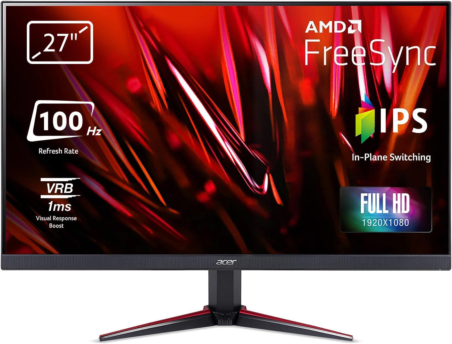 Acer Nitro VG270 UEbmiipx 27" Full HD (1920 x 1080) IPS Gaming Monitor with AMD FREESYNC Technology, Up to 1ms, 100Hz Refresh Rate, (1 x Display Port, 1 x HDMI 2.0 Ports), IPS - CaveHubs