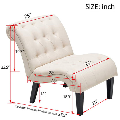 Yongqiang Accent Chair for Bedroom Modern Upholstered Living Room Chairs Armless Fabric Lounge Chair