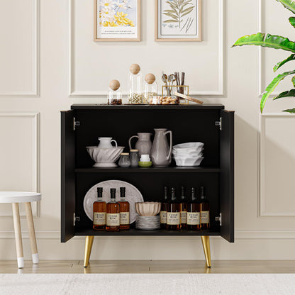 GarveeHome Sideboard Buffet Cabinet with Storage, Fluted Credenza Storage Cabinet with Painted Finish and Adjustable Shelves, Wood Buffet Cabinet for Dining Room, Hallway, Cupboard Console Table