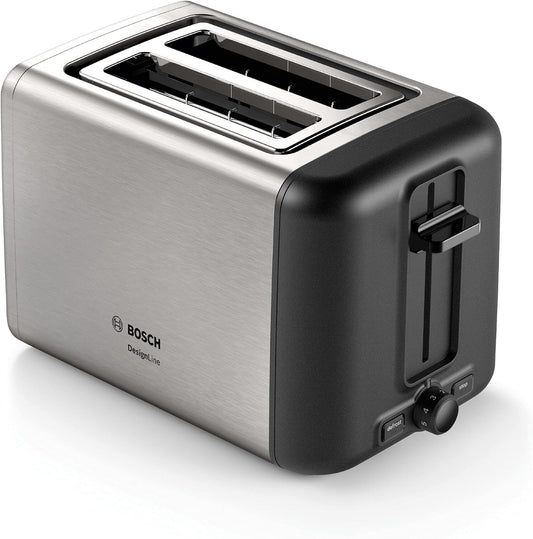 Bosch DesignLine Stainless Steel Toaster, Two Slice - Silver, TAT3P420GB