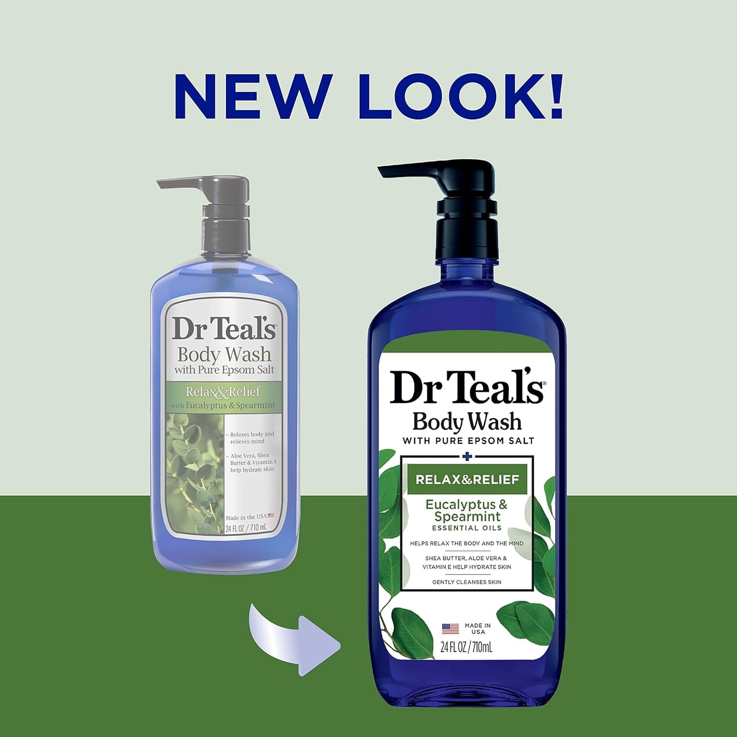 Dr Teal's Epsom Salt Body Wash - EUcalyptUS & Spearmint, 710Ml, 24 Ounce