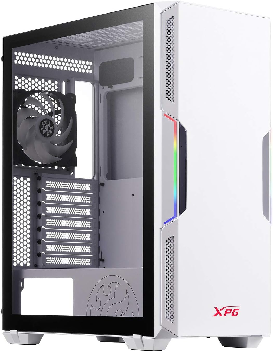 ADATA XPG STARKER Mid Tower PC Chassis, ATX/Micro ATX, Mini ITX, Compact Size, Tempered Glass Side Panel, I/O USB 3.0 Port, White, STARKER-WHCWW, XPG STARKER (WHITE), One size