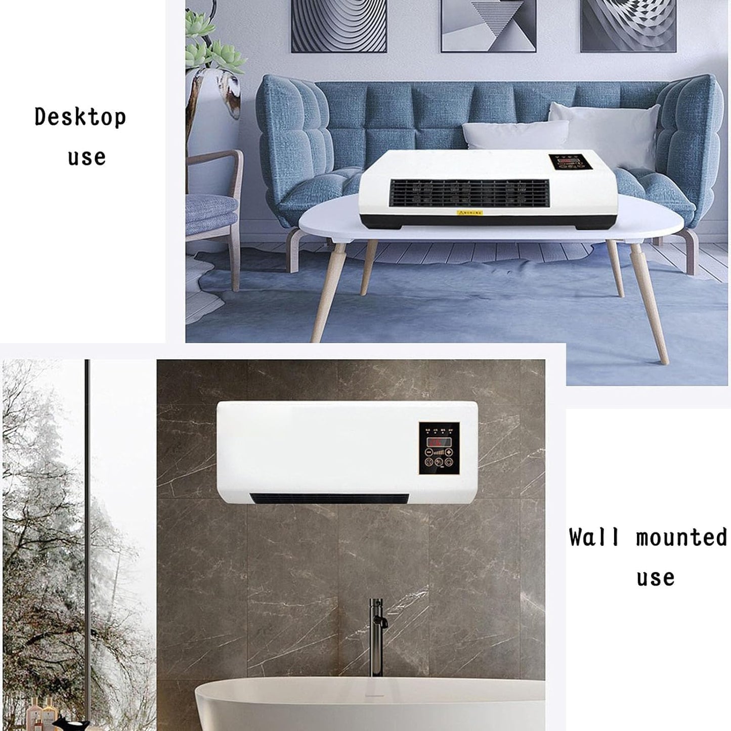 Mini Air Conditioners, 2000W Portable Air Conditioners, wall-mounted heater with Remote, Wall Mounted Air Conditioner, Cooling Heating Air Conditioner,for Home Bedroom Living Room Office Office