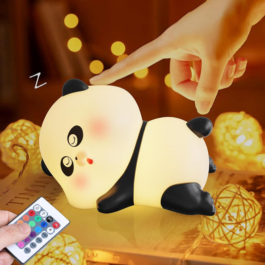 JOZUTTOW Night Light Cute Duck, Night Light for Kids 7 Colors 3 Levels Dimmable Silicone & Remote Control, LED Squishy Novelty Lamp Rechargeable Nightlights Baby Toddler Gift Room Decor(Panda)