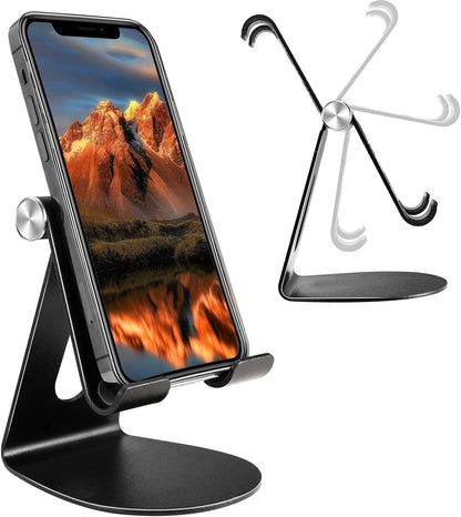 avakot Cell Phone Stand, Folding Aluminum Mobile Phone Holder Bracket for Desk Portable Travel Holder Office Desk Accessories Compatible with iPhone 14 13 12 Pro Max Samsung S22 S21 | Gray