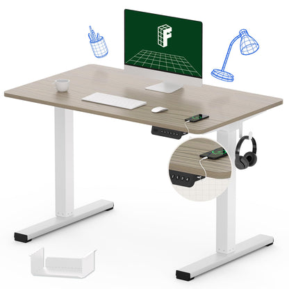 Flexispot EN1 Height Adjustable Standing Desk with Memory Height Adjustable Whole-Piece Desk Top (55x28, Black Frame + White Top)