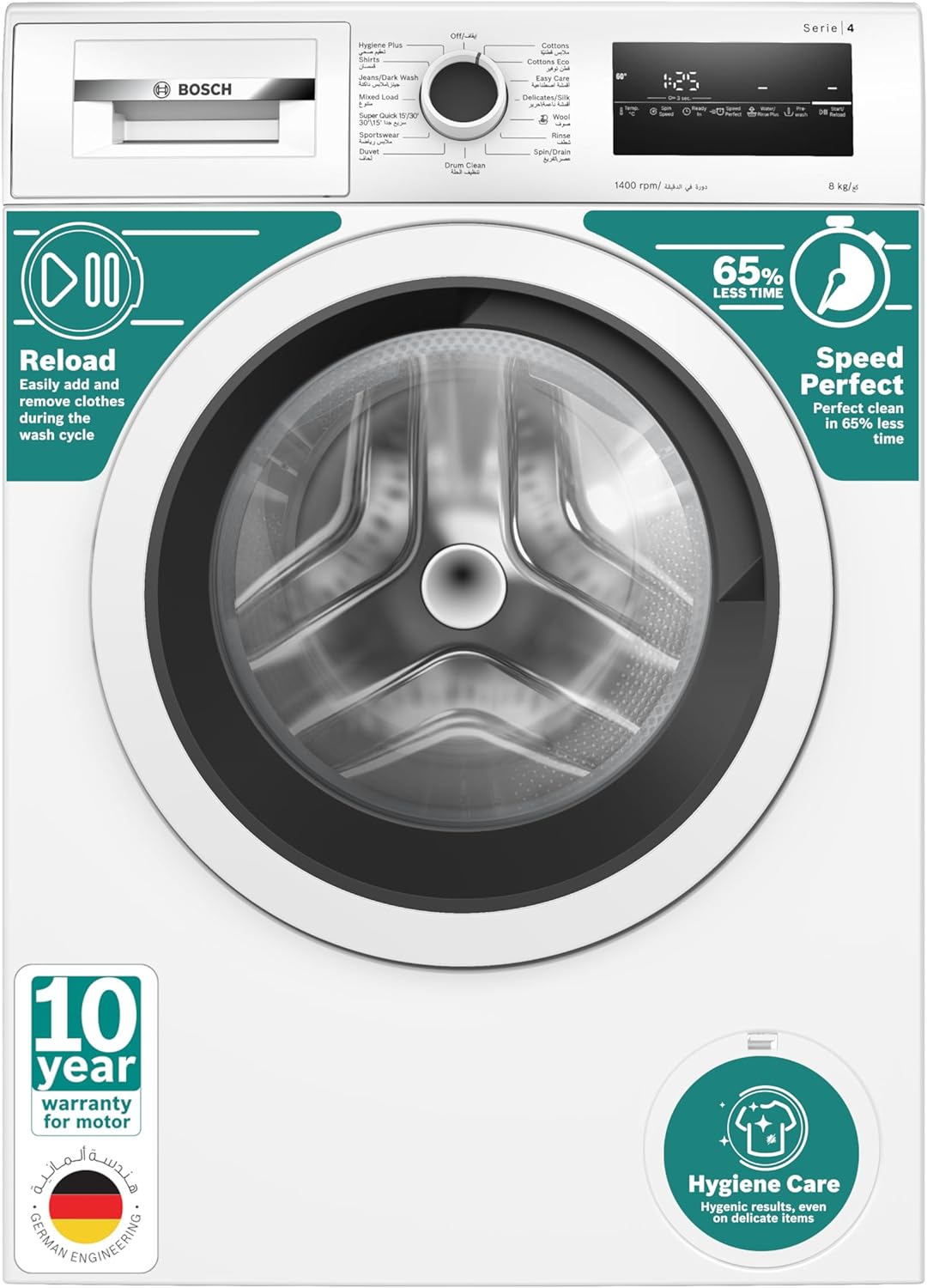 Bosch Front Load Washing Machine 8Kg Series 4, German Engineering Innovative Bosch Washing Machine, WAN28282GC