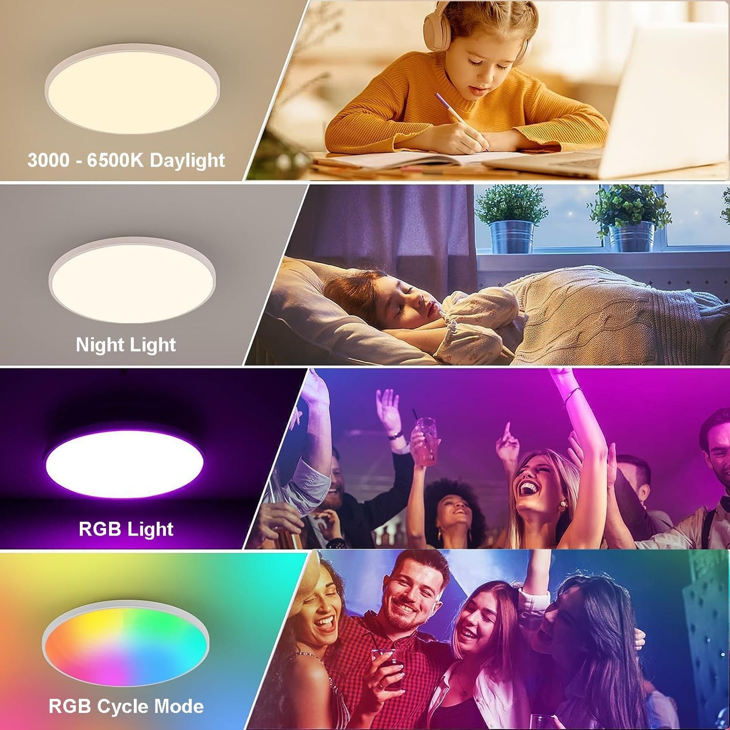 Redare Alexa Smart Ceiling Light,RGB Wifi Ceiling Light,30cm 24W Dimmable LED Flush Mount Ceiling Light Compatible with Alexa Google Home,Color Changing Ceiling Lamp for Bedroom,Kitchen (WiFi, White)