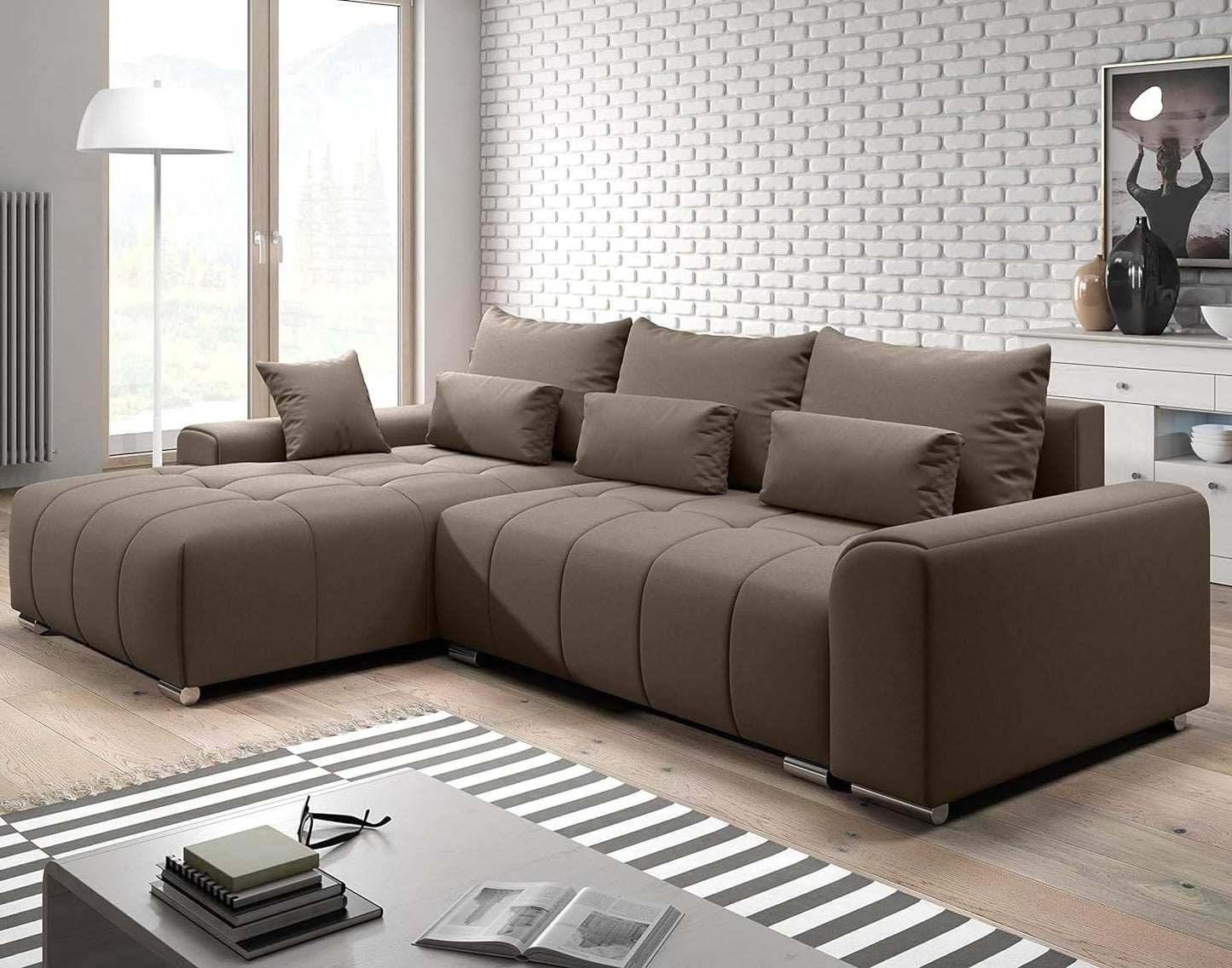 Comfynest Corner Sectional Sofa Set For Modern Living Room Elevate Your Space with Comfort and Style (Brown, Right)