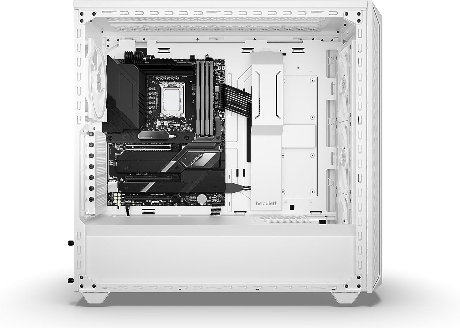 be quiet! Shadow Base 800 FX White PC Case, Light Wings White 140 mm PWM Fan, ARGB Lighting, USB 3.2 Gen. 2 Type C, Maximum Airflow, E-ATX Motherboard, 420 mm Radiators, Glass Side Panel, BGW64 - CaveHubs