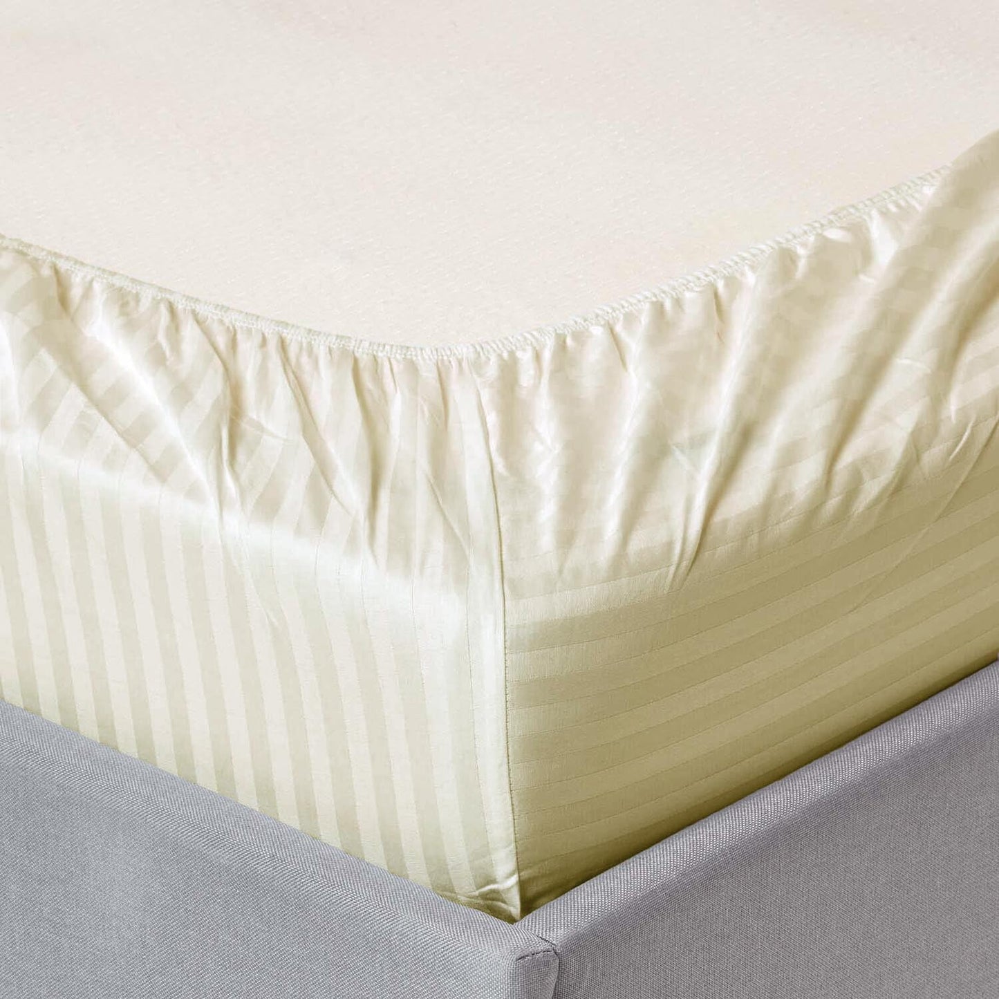 Sleep Well Microfiber Stripe Fitted Sheet with 2 Pillowcase Set - 150x200+17cm (White)