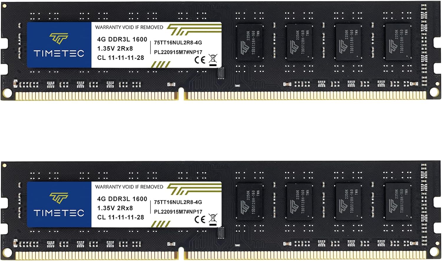 Timetec 16GB KIT(2x8GB) DDR3L / DDR3 1600MHz (DDR3L-1600) PC3L-12800 / PC3-12800 Non-ECC Unbuffered 1.35V/1.5V CL11 2Rx8 Dual Rank 240 Pin UDIMM Desktop PC Computer Memory RAM(SDRAM) Module Upgrade - CaveHubs