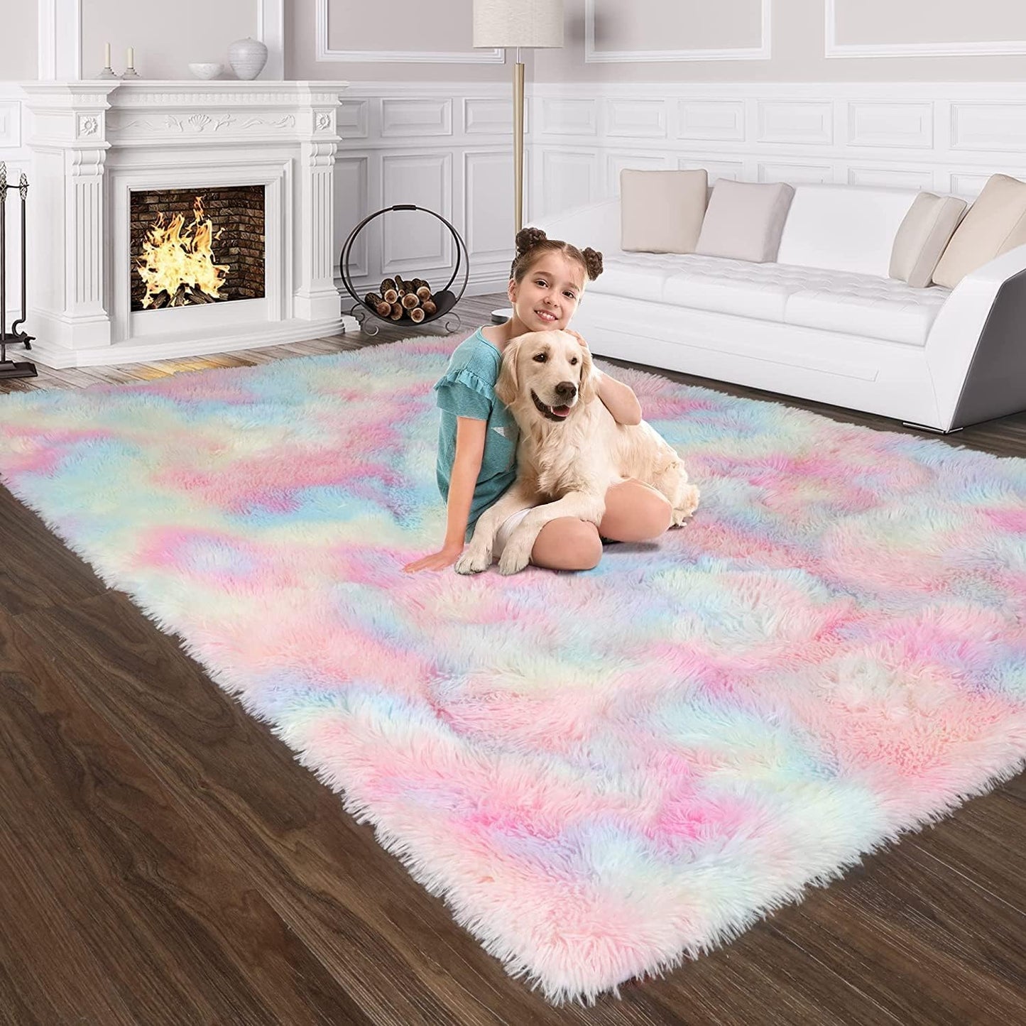 Skade Fluffy Rugs for Living Room, Shag Area Rug for Bedroom, Soft Plush Carpet for Kids Playroom, Furry Toddler Nursery Rug, Fuzzy Dorm Rug for Collage Boy Girl (Navy Blue,200 x 300 CM)