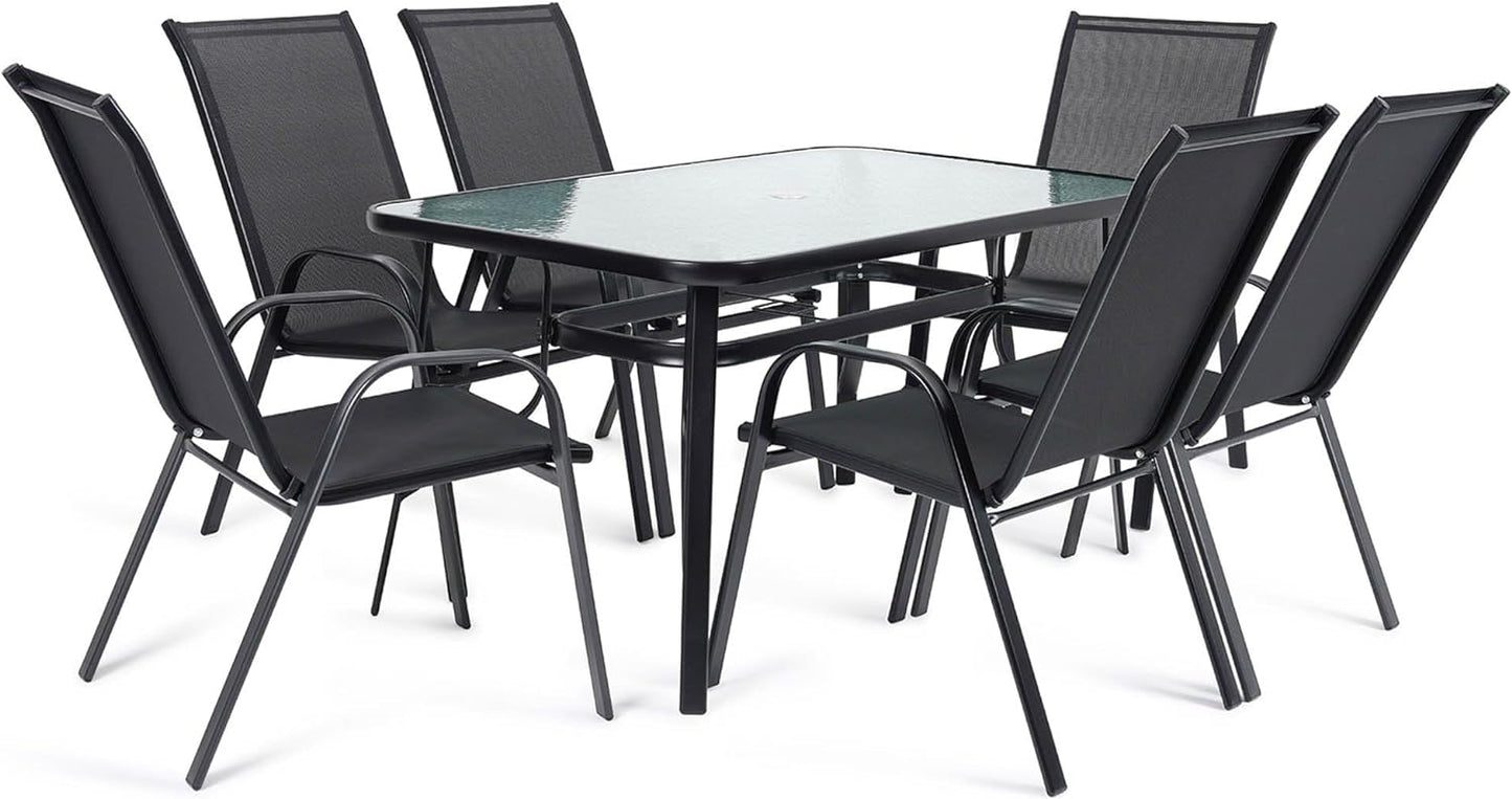 PAN Home Tiptop Garden Dining Set (1+6) GlassAndMetal