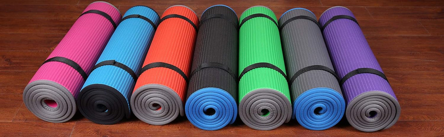 BalanceFrom All-Purpose 2/5-Inch (10mm) Extra Thick High Density Anti-Slip Exercise Pilates Yoga Mat with Carrying Strap