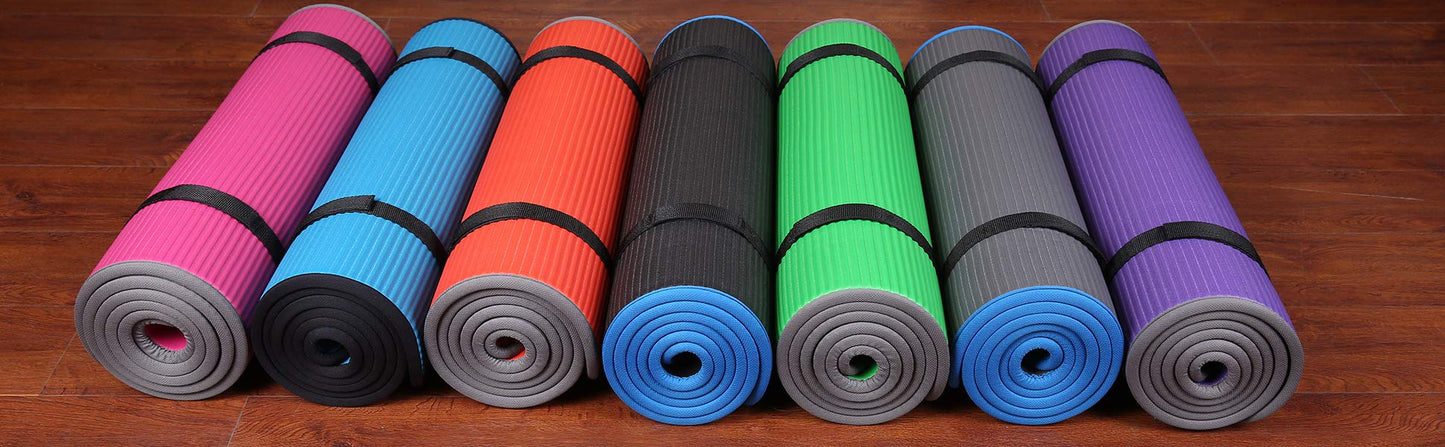 BalanceFrom All-Purpose 2/5-Inch (10mm) Extra Thick High Density Anti-Slip Exercise Pilates Yoga Mat with Carrying Strap