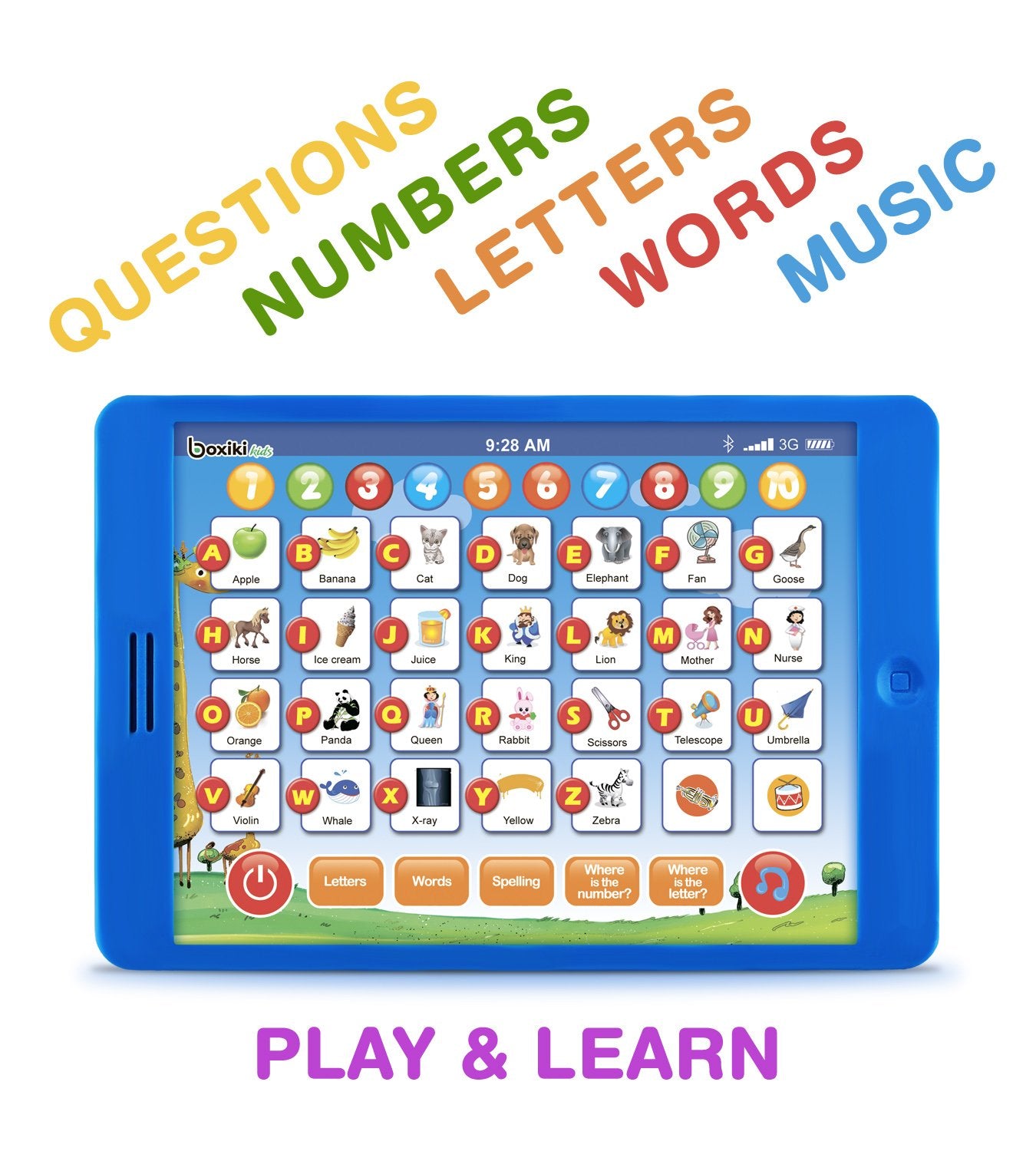 Learning Pad For Toddlers. Fun Kids Tablet with 6 Learning Games. Early Child Development Toy for Learning Numbers, ABC, and Spelling. Plays Music. Educational Toy