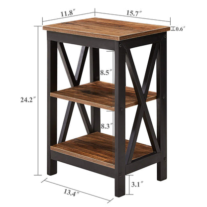 Modern Versatile Nightstands X-Design Side End Table Night Stand Storage Shelf with Bin Drawer for Living Room Bedroom, Marble White