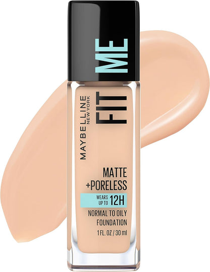 Maybelline Fit Me Matte + Poreless Liquid Oil-Free Foundation Makeup, Soft Tan, 1 Count (Packaging May Vary)